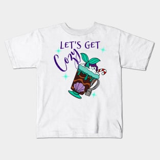 Lets Get Cozy Hot Cocoa Mermaid Kids T-Shirt